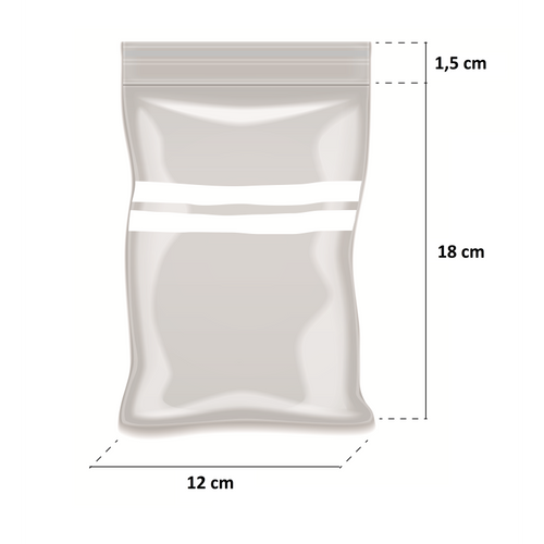 Bolsa ZIP Polietileno 12x18 cm con Banda - Paquete 100 Unidades