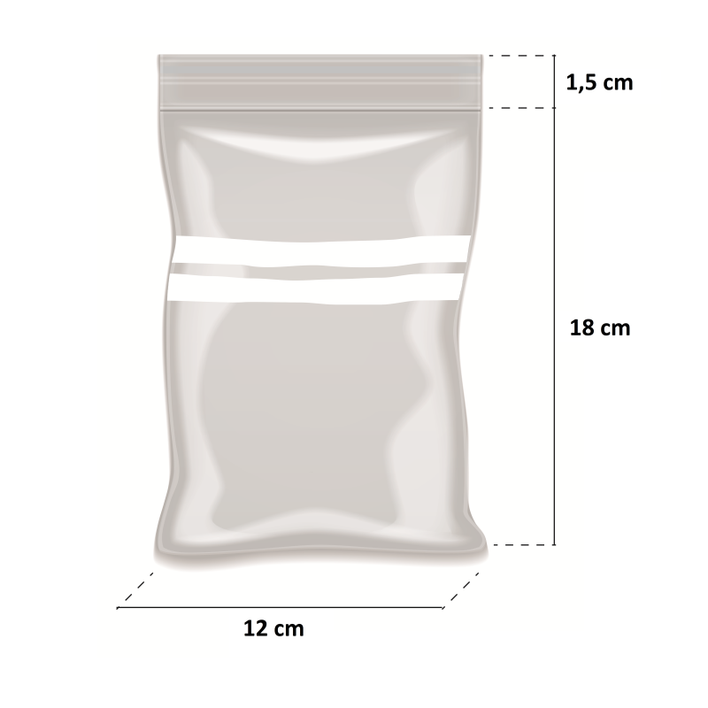 Bolsa ZIP Polietileno 12x18 cm con Banda - Paquete 100 Unidades