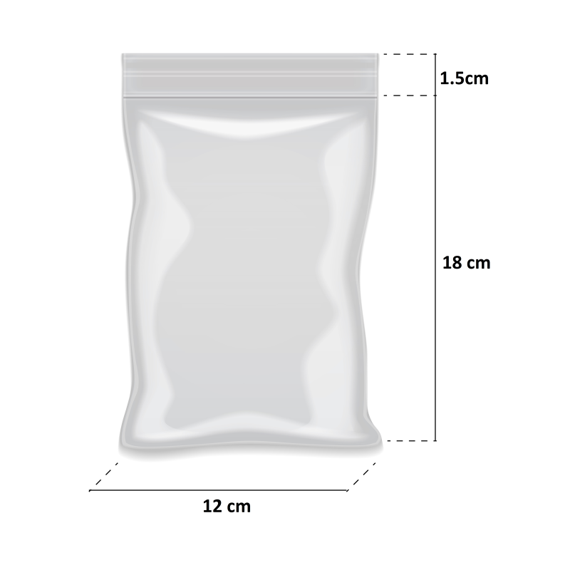 Bolsa ZIP Polietileno 12x18 cm - Paquete 100 Unidades