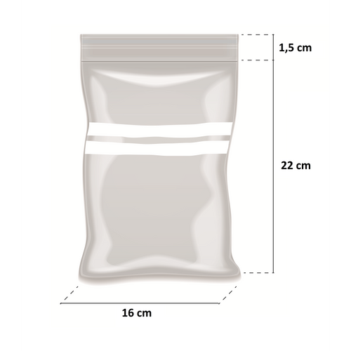 Bolsa ZIP Polietileno 16x22 cm con Banda - Paquete 100 Unidades