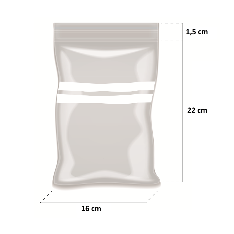 Bolsa ZIP Polietileno 16x22 cm con Banda - Paquete 100 Unidades