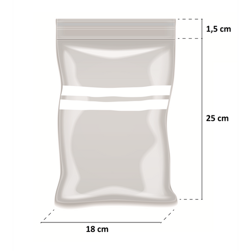 Bolsa ZIP Polietileno 18x25 cm con Banda - Paquete 100 Unidades