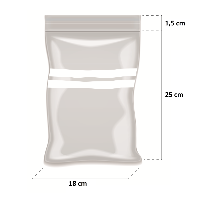 Bolsa ZIP Polietileno 18x25 cm con Banda - Paquete 100 Unidades