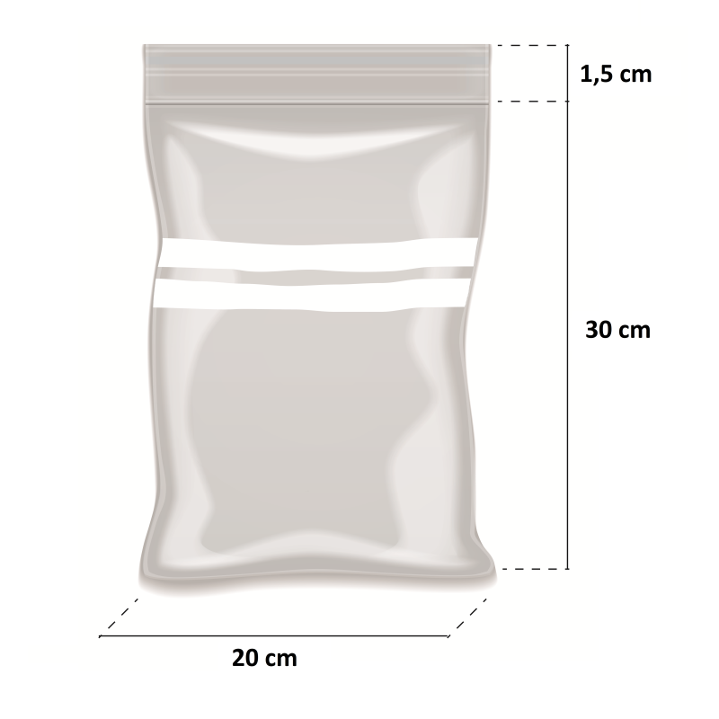 Bolsa ZIP Polietileno 20x30 cm con Banda - Paquete 100 Unidades