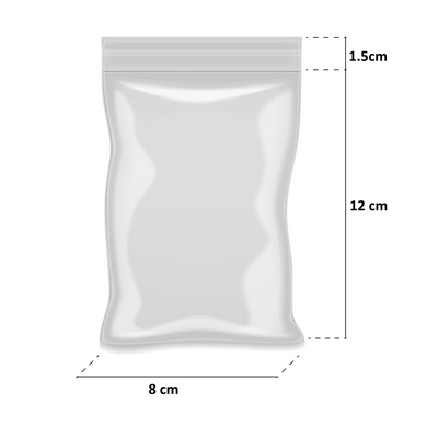 Bolsa ZIP Polietileno 8x12 cm - Paquete 100 Unidades