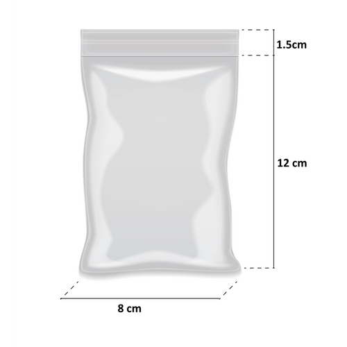 Bolsa ZIP Polietileno 8x12 cm - Paquete 100 Unidades