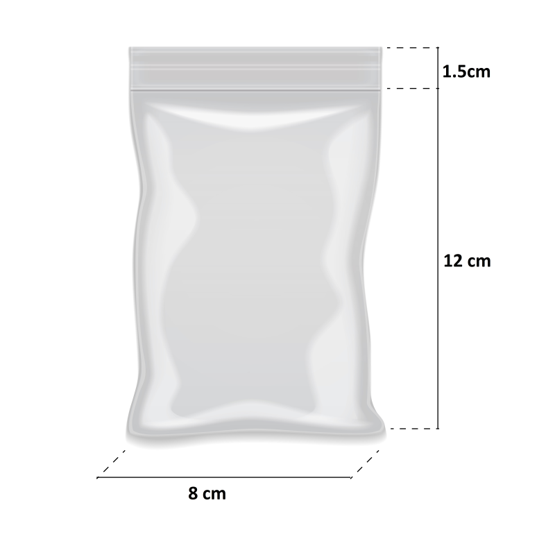 Bolsa ZIP Polietileno 8x12 cm - Paquete 100 Unidades